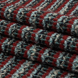 Red, Baby Blue and Charcoal Striped Chunky Wool Blend Boucle Sweater Knit