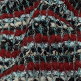 Red, Baby Blue and Charcoal Striped Chunky Wool Blend Boucle Sweater Knit