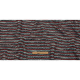 Red, Baby Blue and Charcoal Striped Chunky Wool Blend Boucle Sweater Knit