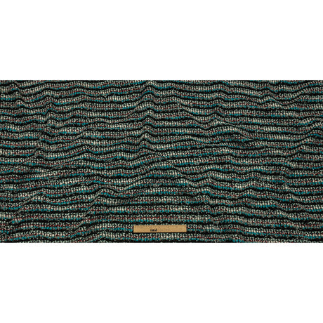 Turquoise, Charcoal and Red Boucle Stripes Chunky Wool Blend Sweater Knit