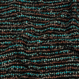 Russet, Turquoise and Black Boucle Stripes Chunky Wool Blend Sweater Knit