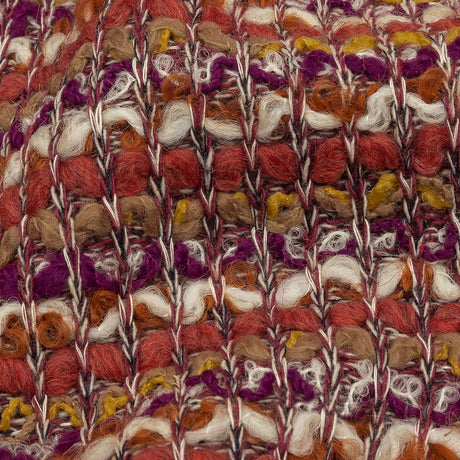 Magenta, Desert Rose and White Boucle Stripes Chunky Wool Blend Sweater Knit