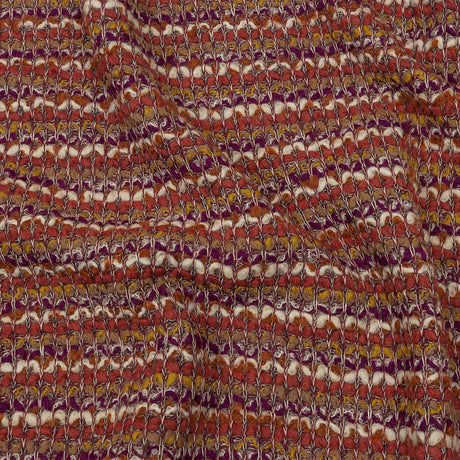 Magenta, Desert Rose and White Boucle Stripes Chunky Wool Blend Sweater Knit