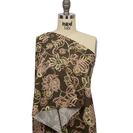 Cotton Poplin Print - Olive, Yellow and Lavender Floral - Mood Exclusive Floral Mirage