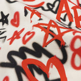 Stretch Cotton Canvas - Red and Black Graffiti Doodles - Spontaneous Collaboration Print - Mood Exclusive Metro Collection