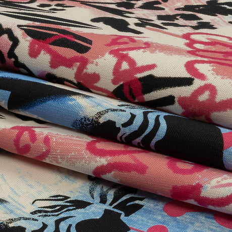 Stretch Cotton Canvas Print - Blue, Pink and White Graffiti - Mood Exclusive Graffiti Lane