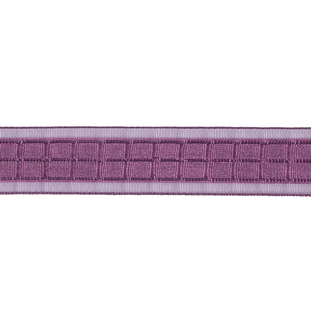 Purple Squares and Sheer Borders Ribbon - 0.5625"