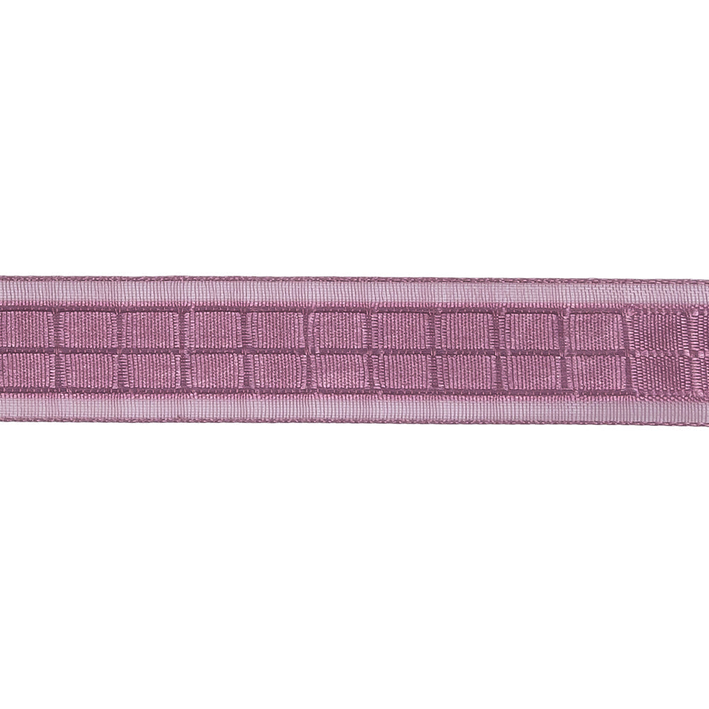 Amaranth Squares and Sheer Borders Ribbon - 0.5625"