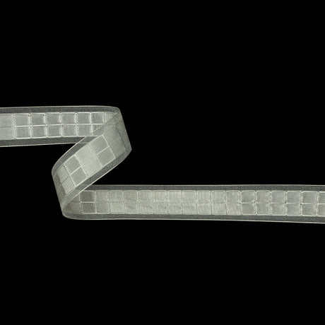 White Squares and Sheer Borders Ribbon - 1"