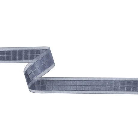 Gray Squares and Sheer Borders Ribbon - 1"