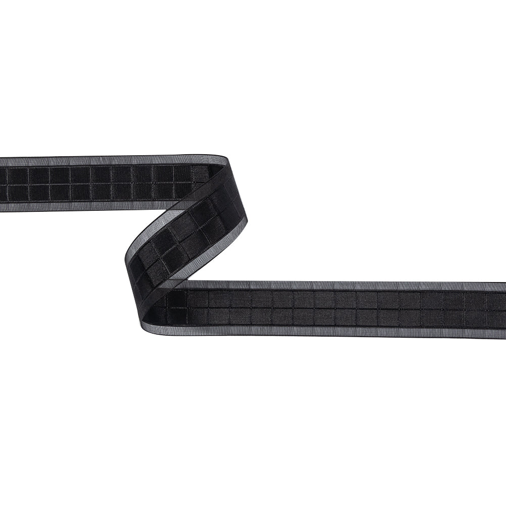 Black Squares and Sheer Borders Ribbon - 1"