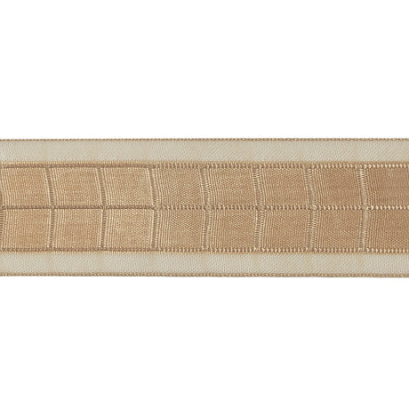 Beige Squares and Sheer Borders Ribbon - 1"