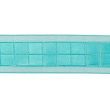 Turquoise Squares and Sheer Borders Ribbon - 1"
