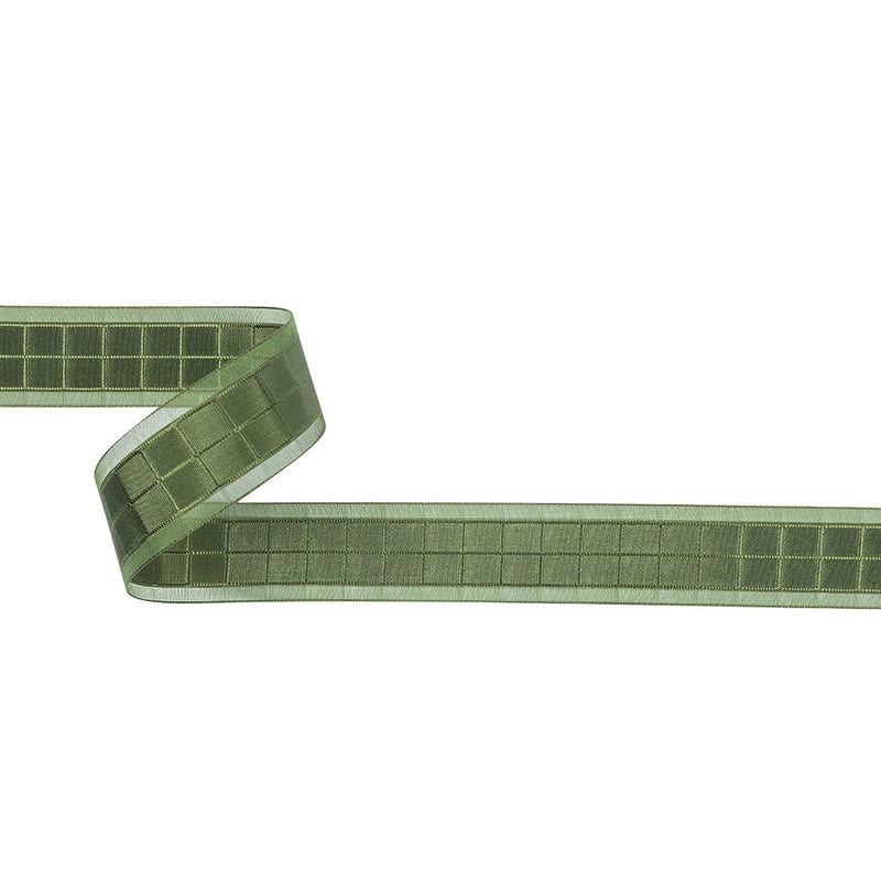 Moss Squares and Sheer Borders Ribbon - 1"