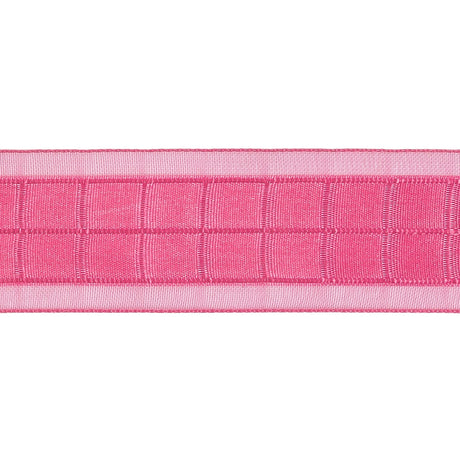 Hot Pink Squares and Sheer Borders Ribbon - 1"