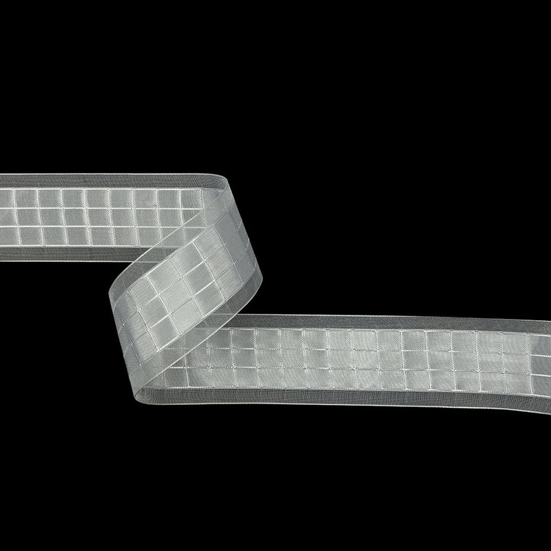 White Squares and Sheer Borders Ribbon - 36mm