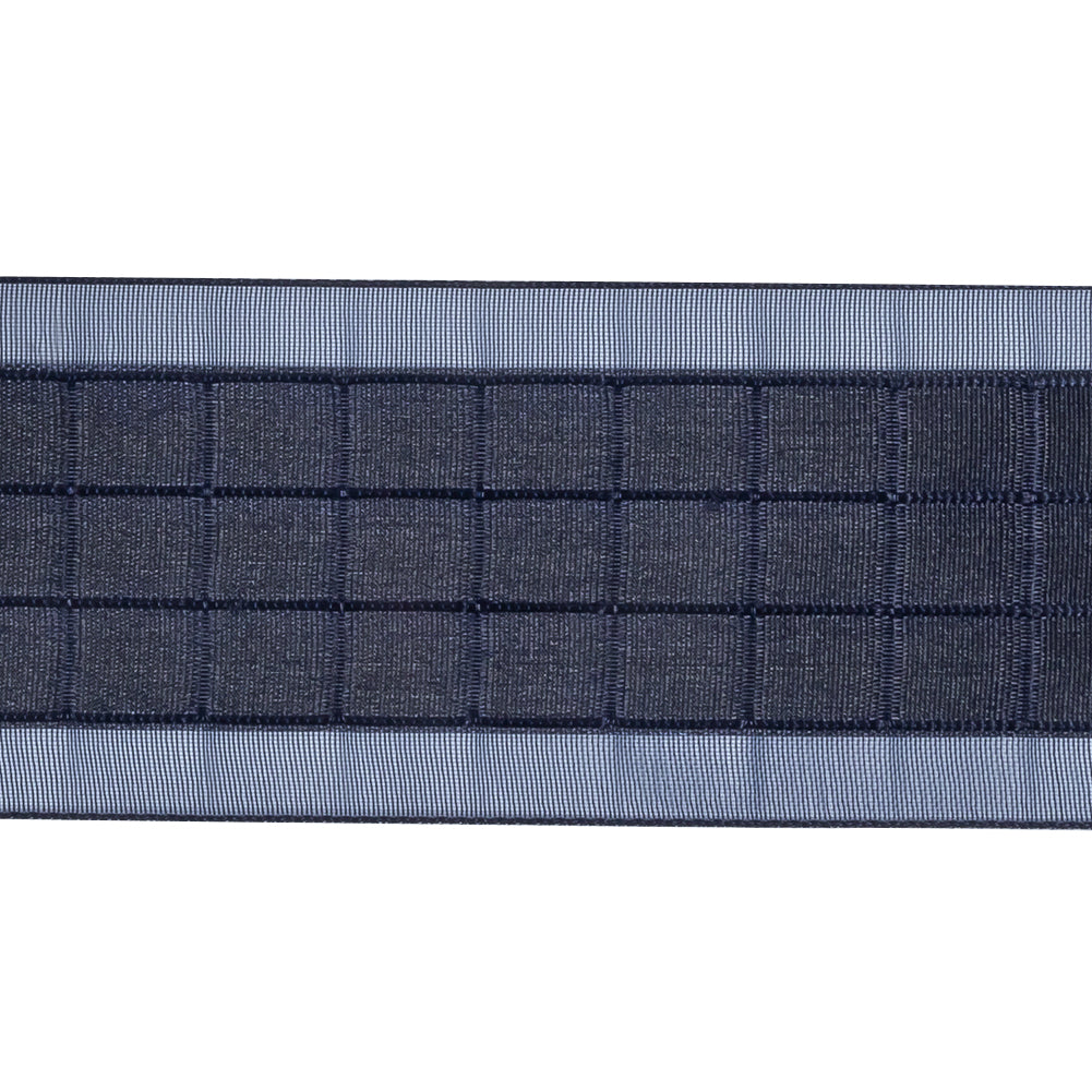 Navy Squares and Sheer Borders Ribbon - 36mm