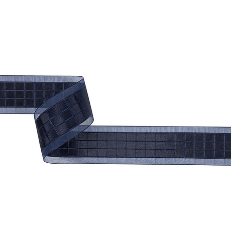 Navy Squares and Sheer Borders Ribbon - 36mm