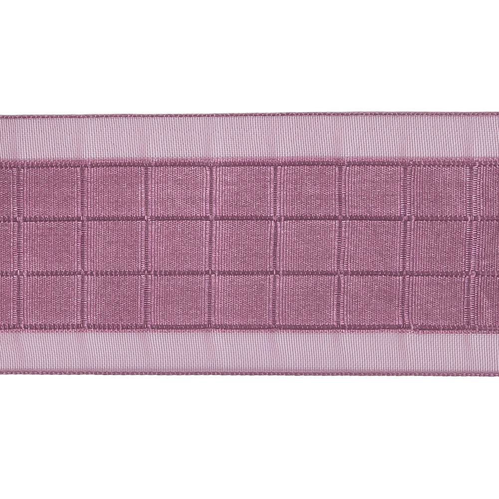 Amaranth Squares and Sheer Borders Ribbon - 36mm