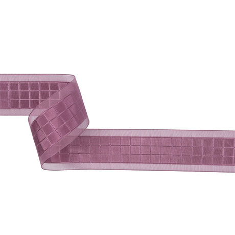 Amaranth Squares and Sheer Borders Ribbon - 36mm