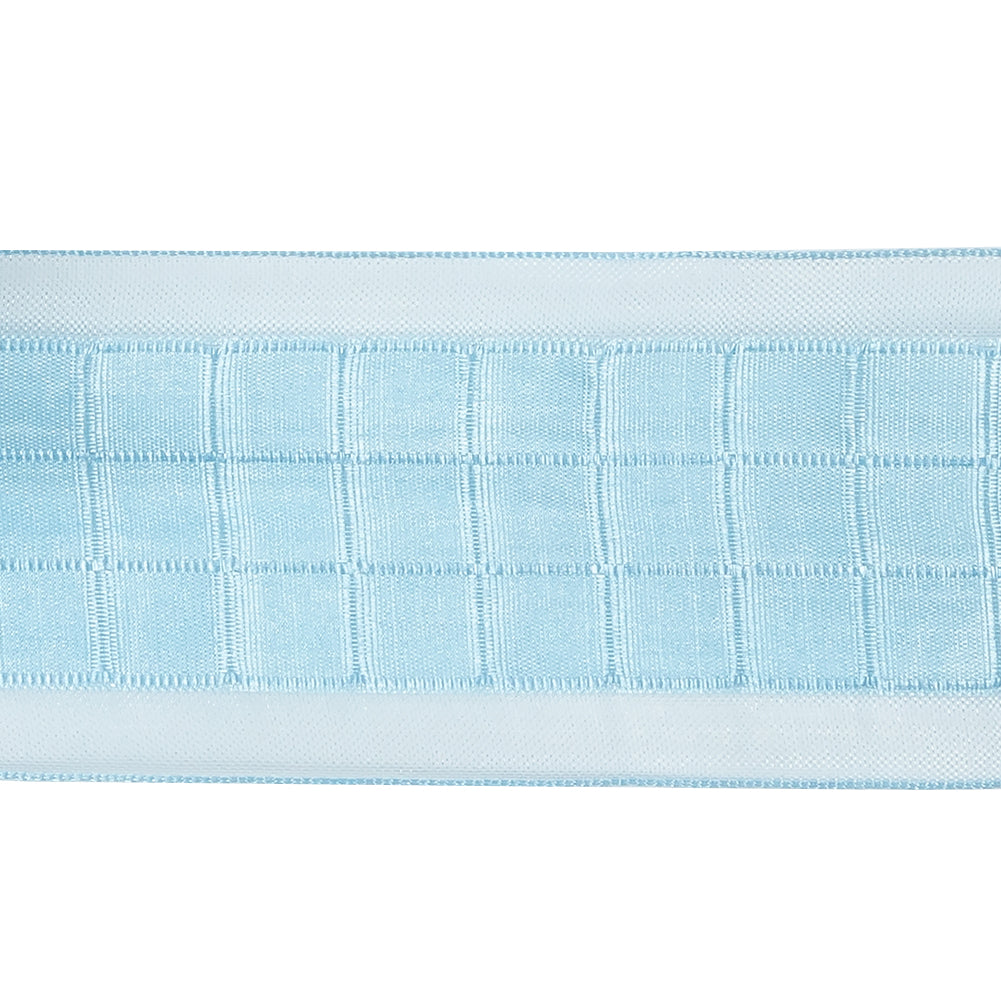 Baby Blue Squares and Sheer Borders Ribbon - 36mm