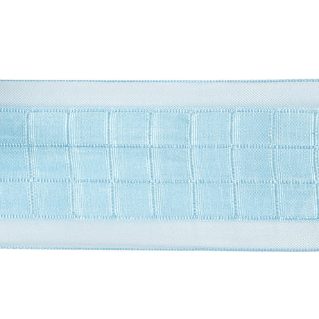 Baby Blue Squares and Sheer Borders Ribbon - 36mm