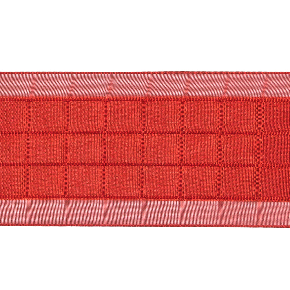 Red Squares and Sheer Borders Ribbon - 36mm