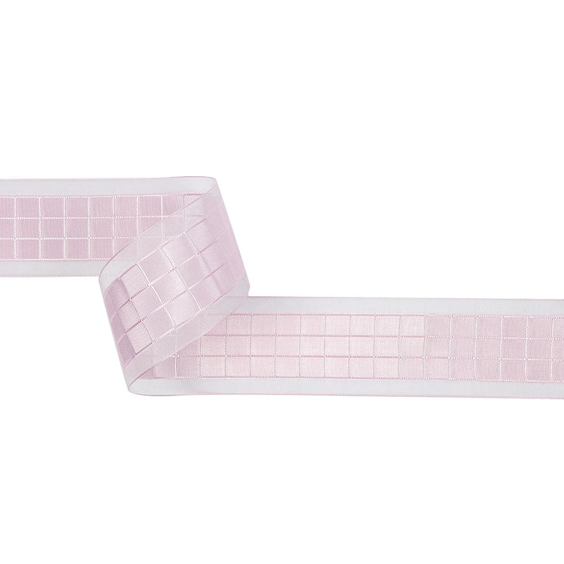 Baby Pink Squares and Sheer Borders Ribbon - 36mm