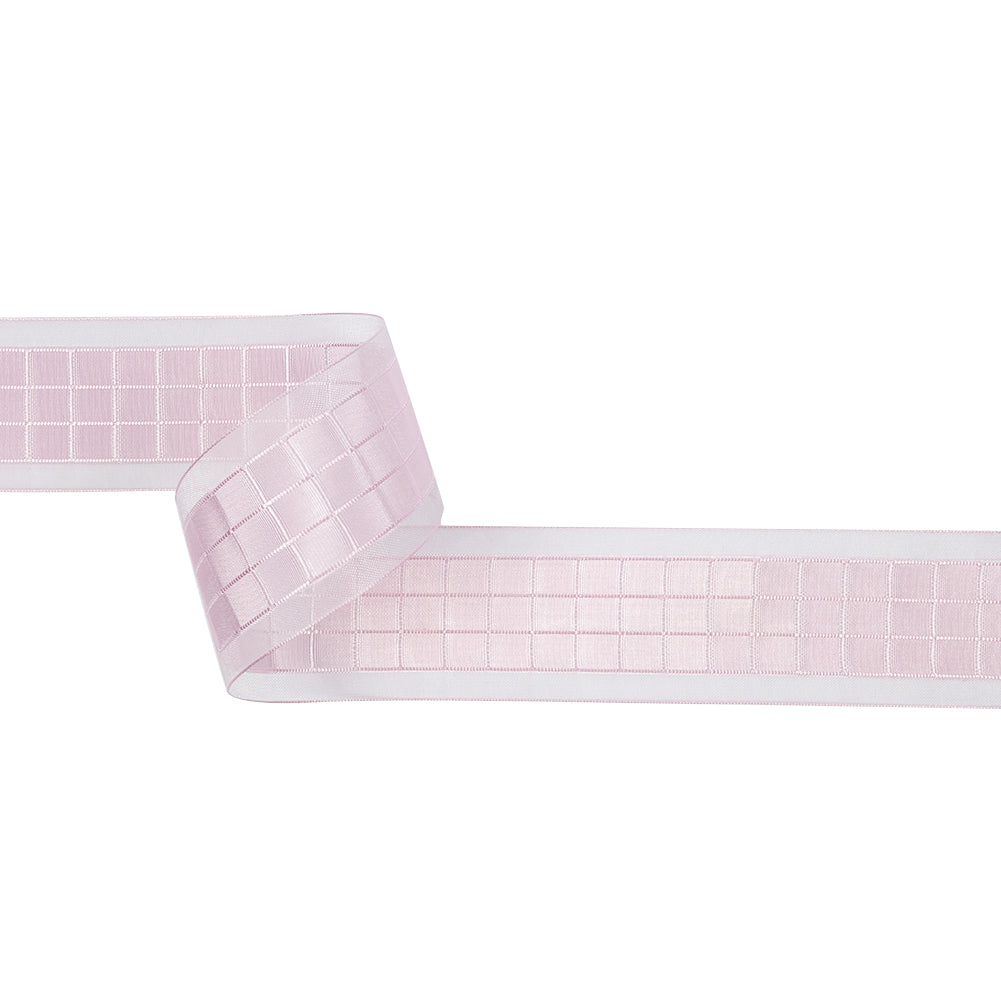 Baby Pink Squares and Sheer Borders Ribbon - 36mm