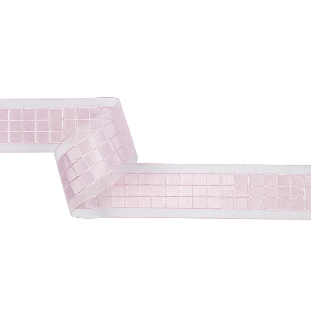 Baby Pink Squares and Sheer Borders Ribbon - 36mm