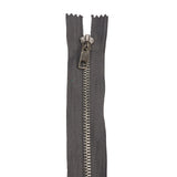 Charcoal and Silver T5 Closed End Metal Zipper - 36"