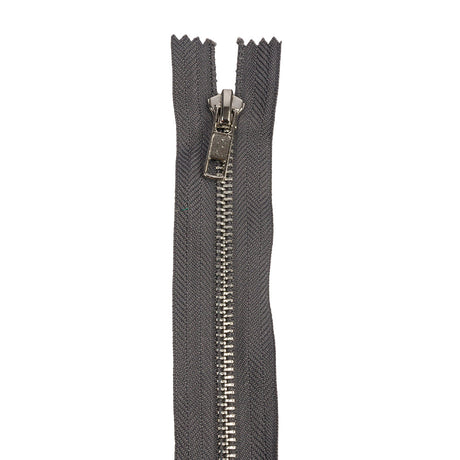 Charcoal and Silver T5 Closed End Metal Zipper - 36"