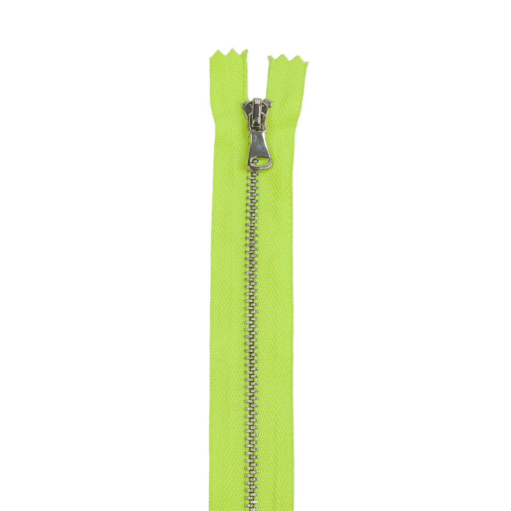 Neon Lime and Silver T3 Closed End Metal Zipper - 36"