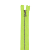 Neon Lime and Silver T3 Closed End Metal Zipper - 36"