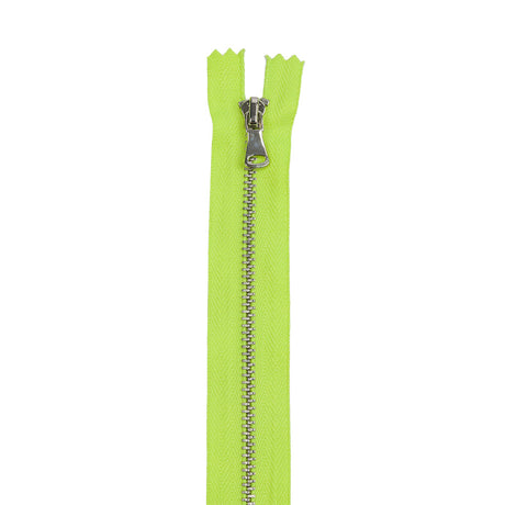 Neon Lime and Silver T3 Closed End Metal Zipper - 36"
