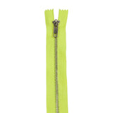 Neon Yellow and Silver T5 Closed End Metal Zipper - 36"