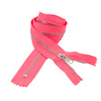 Neon Pink and Silver T5 Closed End Metal Zipper - 36"