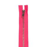 Hot Pink and Silver T5 Closed End Metal Zipper - 36"