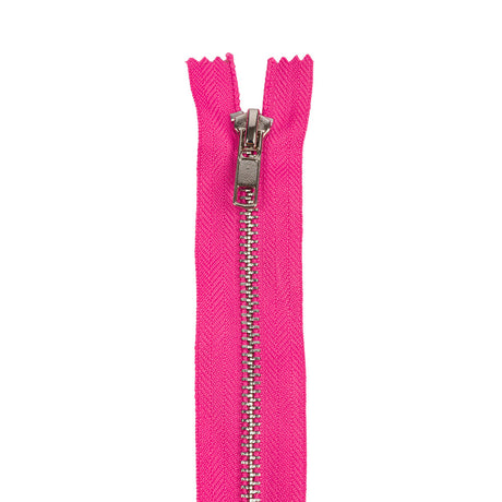 Fuchsia and Silver T5 Closed End Metal Zipper - 36"