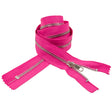 Fuchsia and Silver T5 Closed End Metal Zipper - 36"