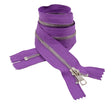 Purple and Silver T5 Closed End Metal Zipper - 36"