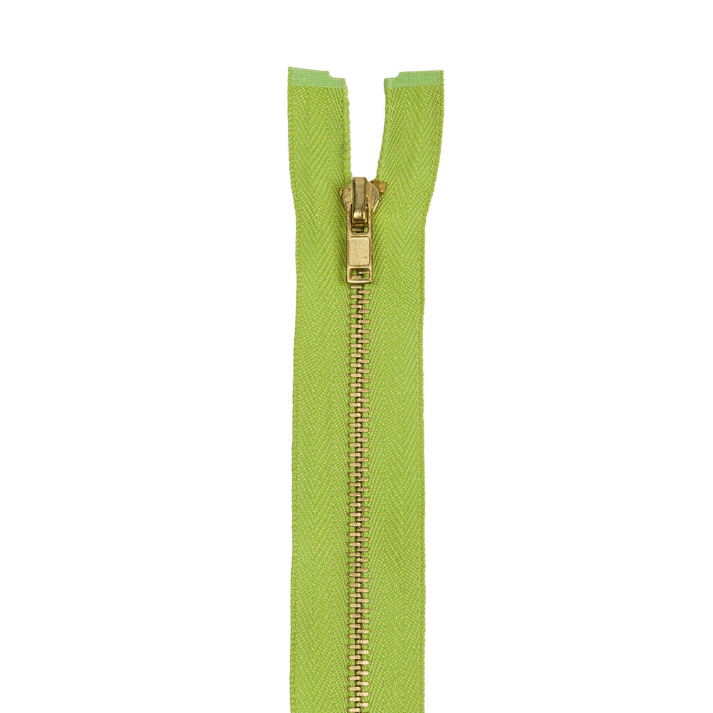 Lime and Muted Gold T5 Open End Metal Zipper - 35.5"
