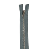 Steel Gray and Silver T5 Open End Metal Zipper with Two Pulls - 36"