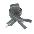 Steel Gray and Silver T5 Open End Metal Zipper with Two Pulls - 36"