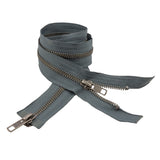 Steel Gray and Matte Gunmetal T5 Open End Metal Zipper with Two Pulls - 36"