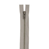 Light Gray and Matte Silver T5 Open End Metal Zipper with Two Pulls - 36"