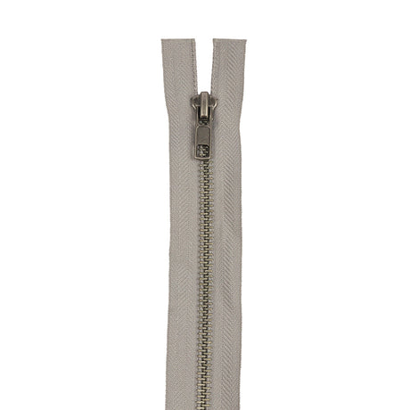 Light Gray and Matte Silver T5 Open End Metal Zipper with Two Pulls - 36"