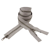 Light Gray and Matte Silver T5 Open End Metal Zipper with Two Pulls - 36"