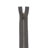 Charcoal and Silver T5 Open End Metal Zipper with Two Pulls - 36"