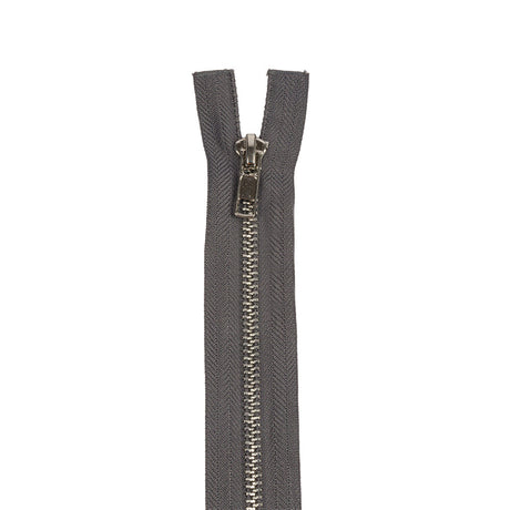 Charcoal and Silver T5 Open End Metal Zipper with Two Pulls - 36"